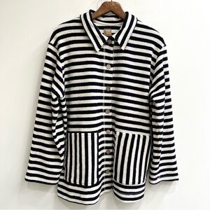 Free People Free-est Lora Striped Button Down Cardigan Navy White Stripe Medium